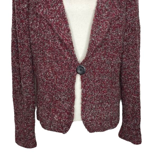 Coldwater Creek Boucle Slub Cardigan Red One Button Size XL 16 Lagenlook Boho - Picture 7 of 14
